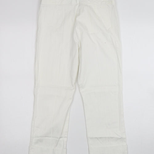 New Look Womens White  Cotton Cropped Trousers Size 10 L24 in Regular