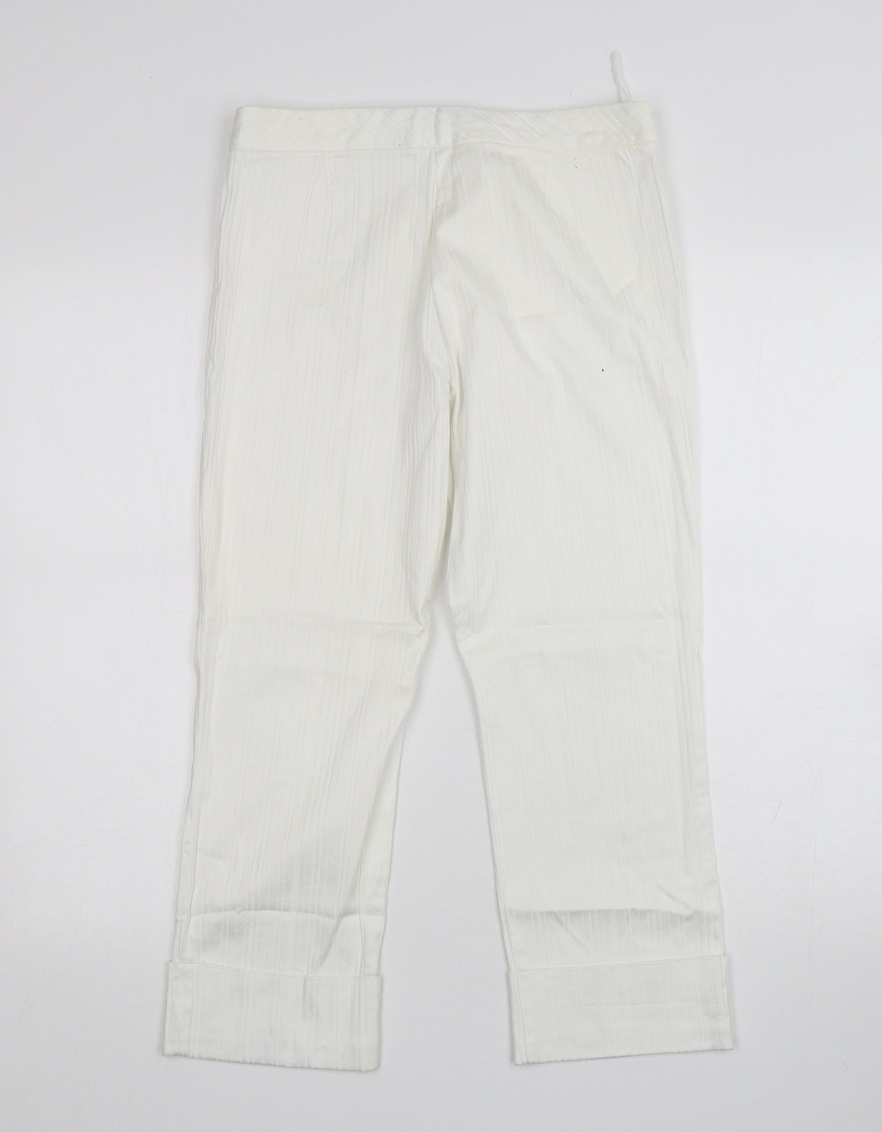 New Look Womens White  Cotton Cropped Trousers Size 10 L24 in Regular