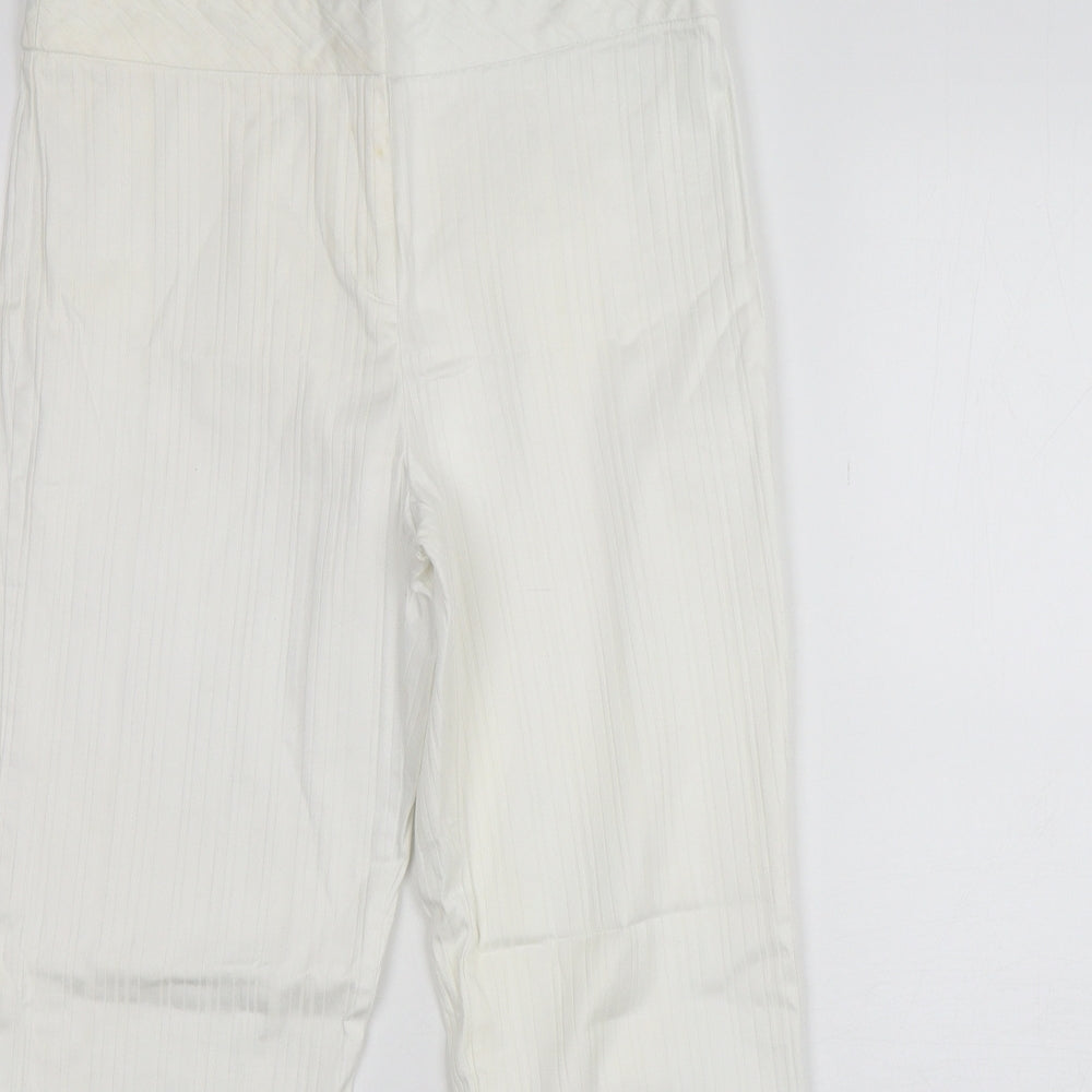 New Look Womens White  Cotton Cropped Trousers Size 10 L24 in Regular