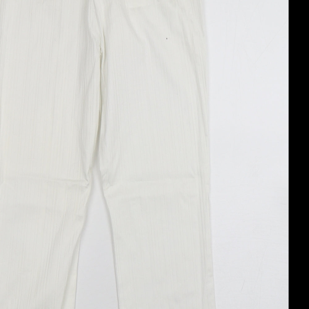 New Look Womens White  Cotton Cropped Trousers Size 10 L24 in Regular