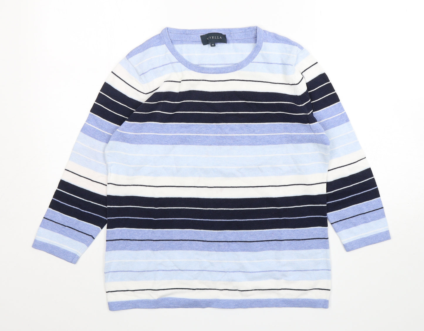 Viyella Womens Multicoloured Round Neck Striped Cotton Pullover Jumper Size M