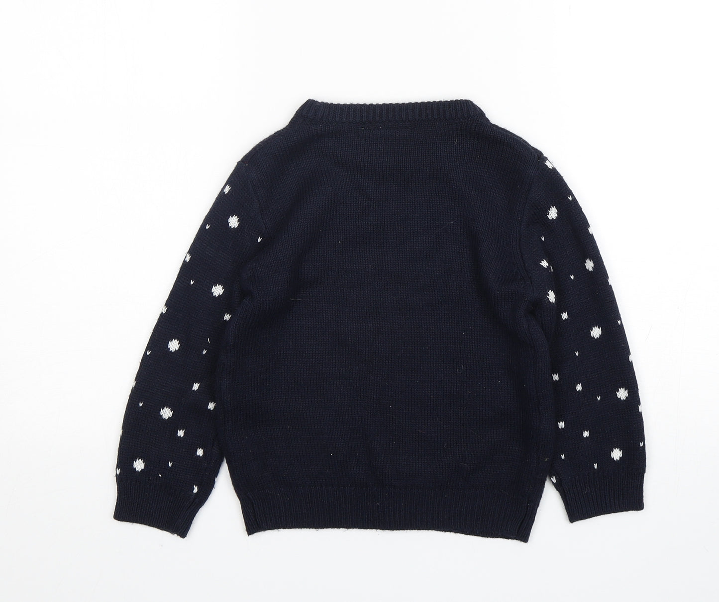 Primark Boys Blue Round Neck Polka Dot Acrylic Pullover Jumper Size 4-5 Years   - The Grinch