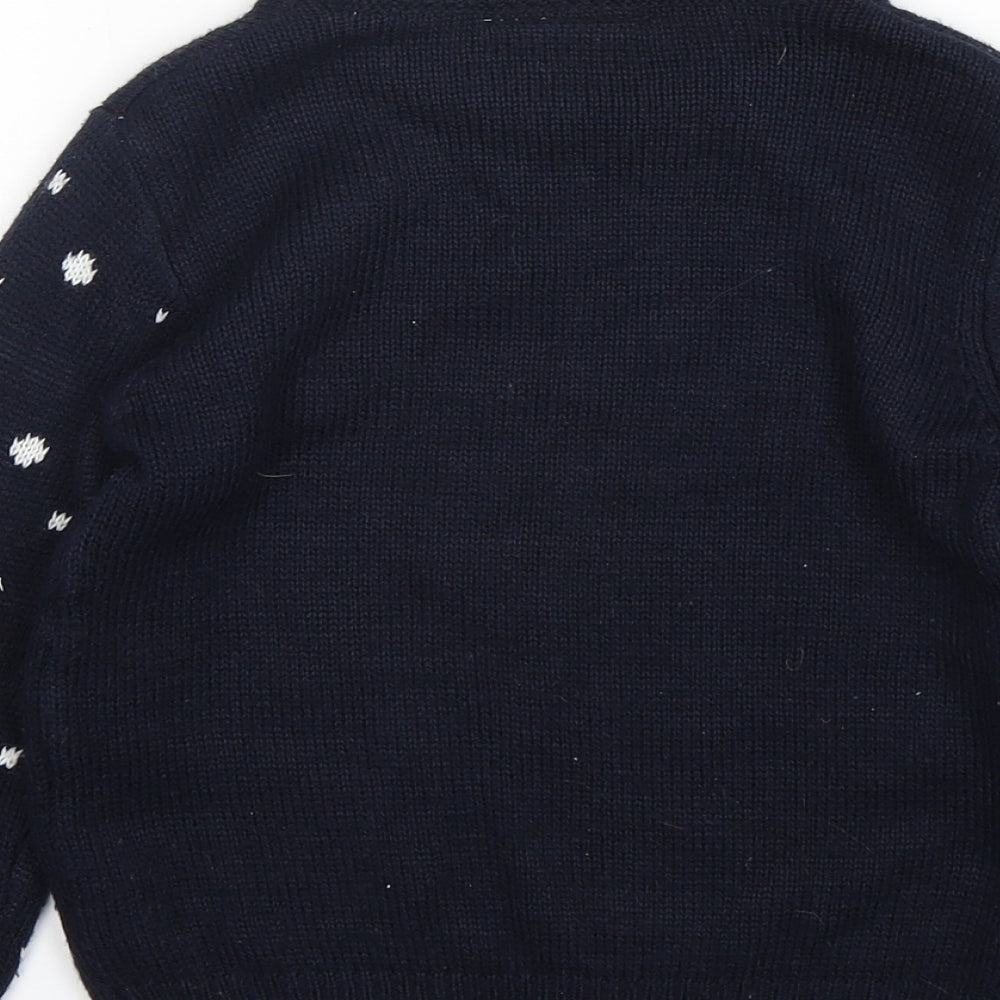 Primark Boys Blue Round Neck Polka Dot Acrylic Pullover Jumper Size 4-5 Years   - The Grinch