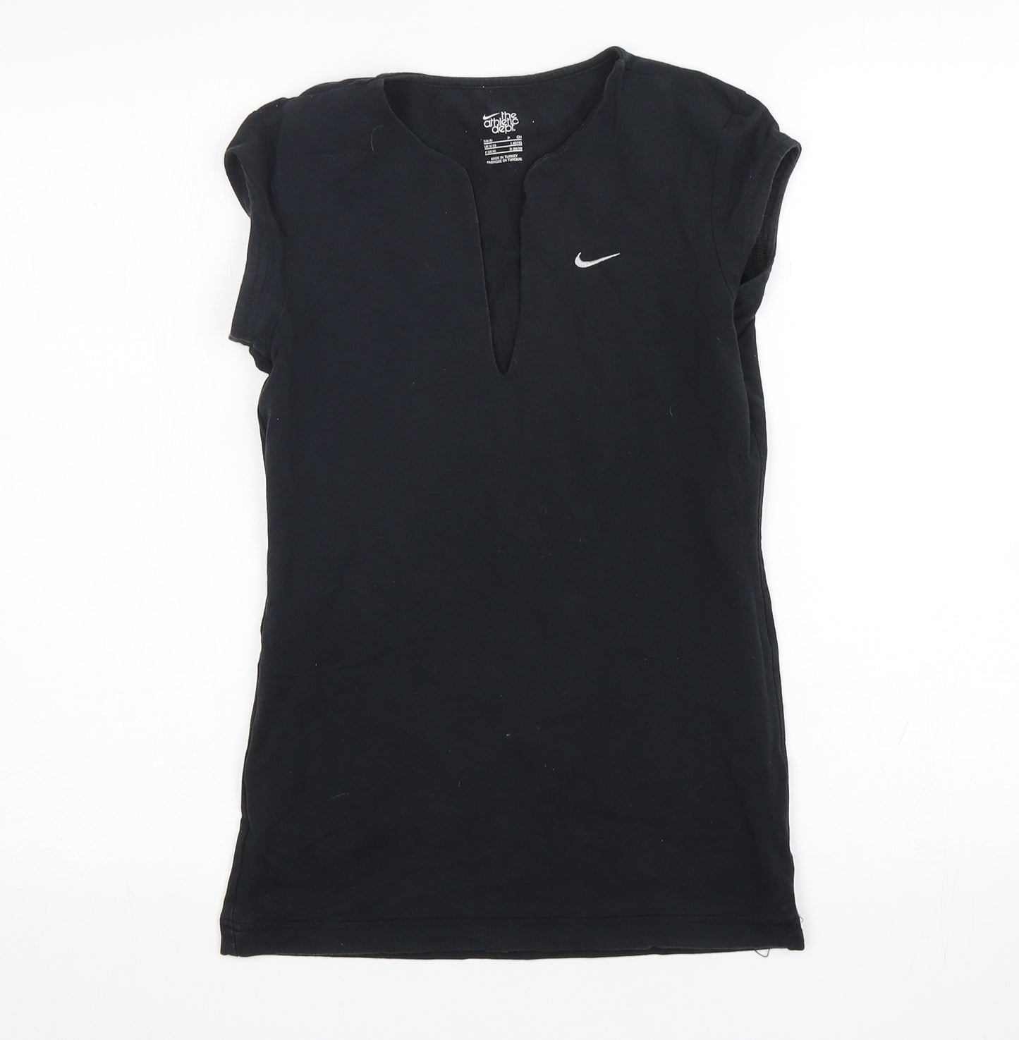 Nike Womens Black  Cotton Basic T-Shirt Size 8 V-Neck