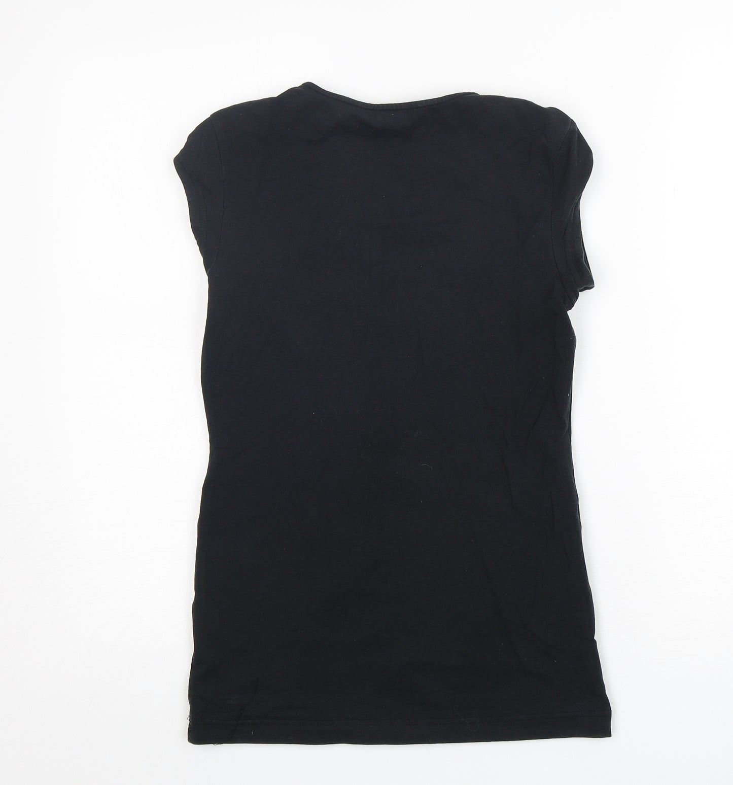 Nike Womens Black  Cotton Basic T-Shirt Size 8 V-Neck