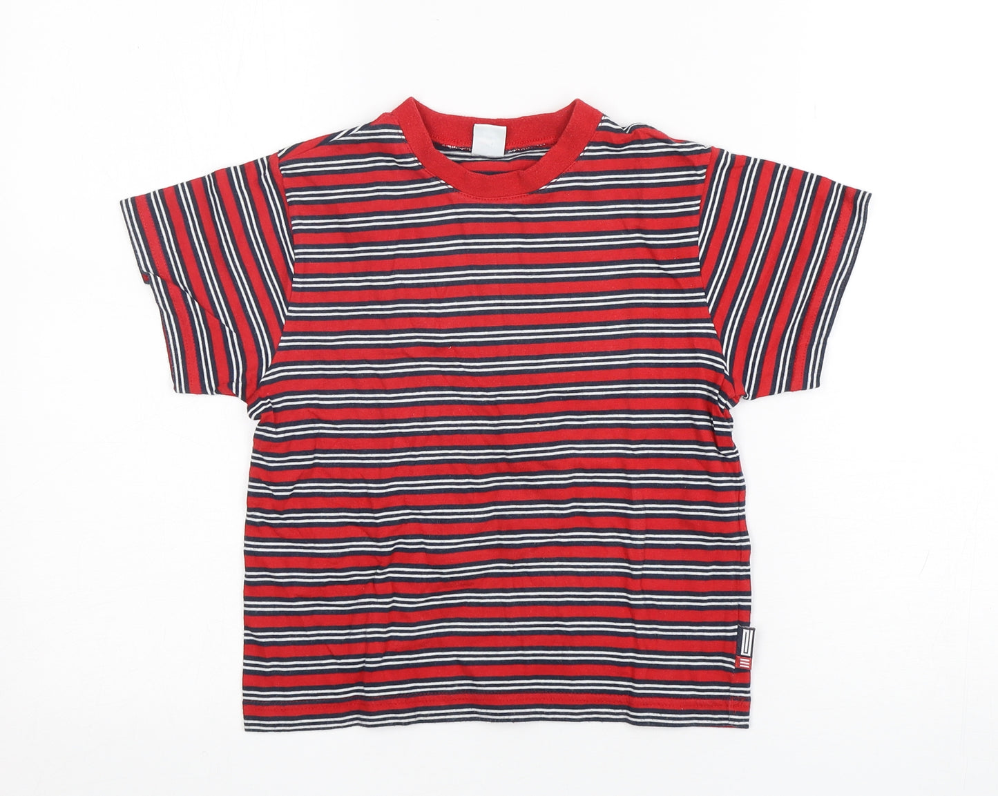 Adams Boys Multicoloured Striped Cotton Basic T-Shirt Size 5 Years Round Neck