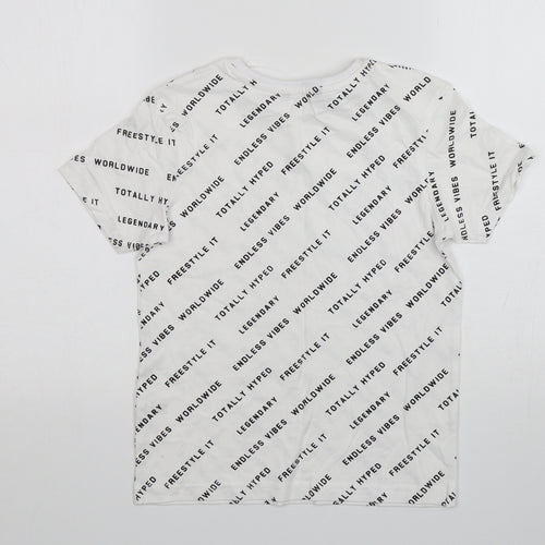 George Boys White  Cotton Basic T-Shirt Size 7-8 Years Round Neck