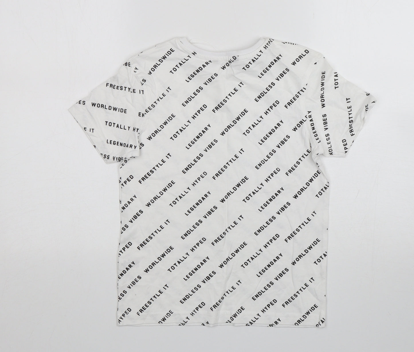 George Boys White  Cotton Basic T-Shirt Size 7-8 Years Round Neck