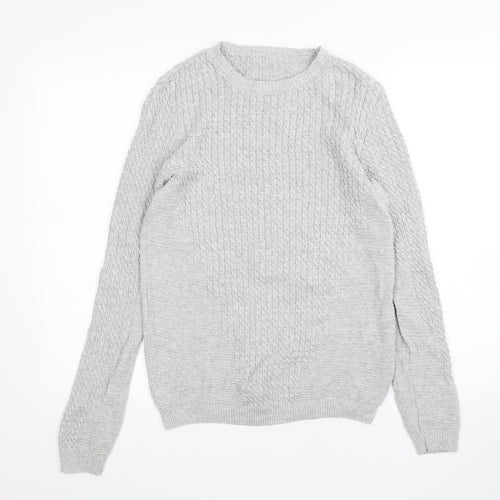 ASOS Mens Grey Round Neck  Cotton Pullover Jumper Size S