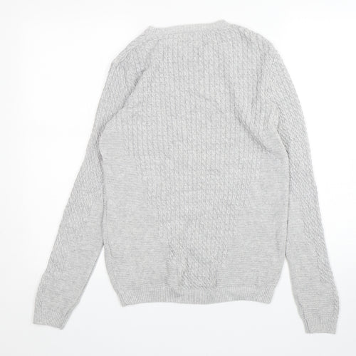ASOS Mens Grey Round Neck  Cotton Pullover Jumper Size S