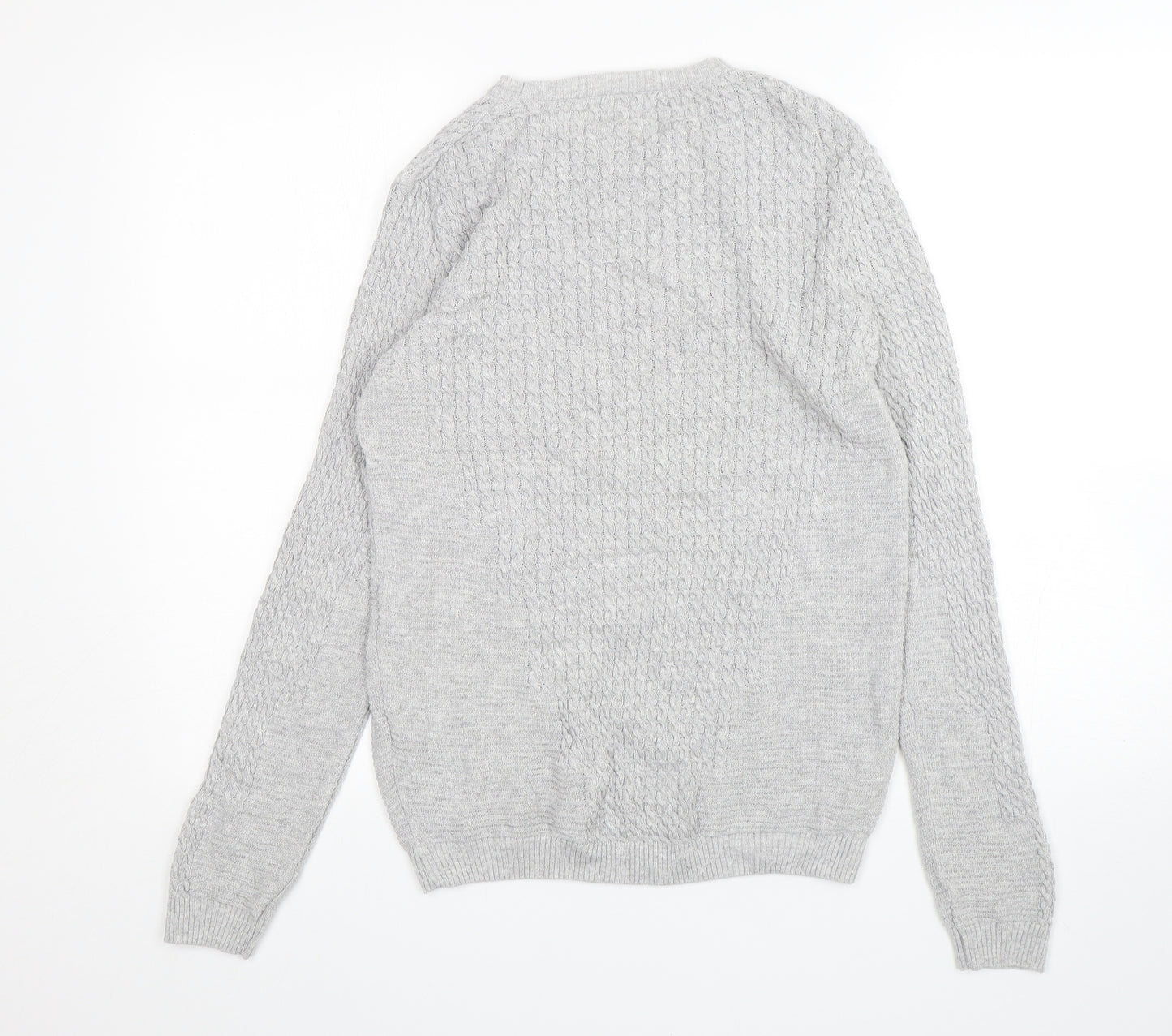 ASOS Mens Grey Round Neck  Cotton Pullover Jumper Size S