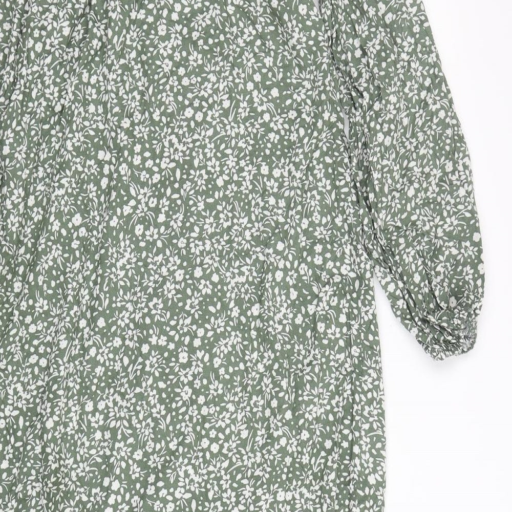 Primark Womens Green Floral Viscose A-Line  Size 10  V-Neck