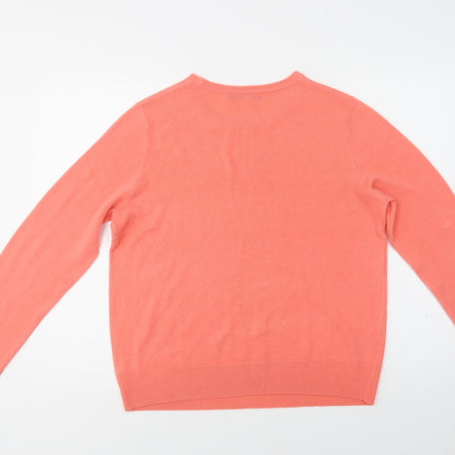 Vida Vi Womens Pink Crew Neck  Acrylic Pullover Jumper Size L