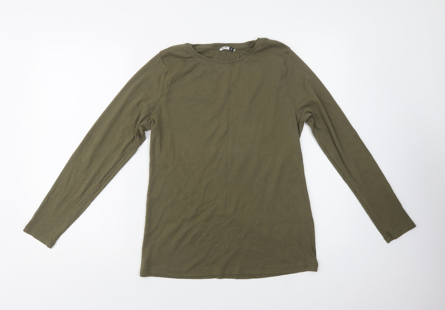 Pep & Co Womens Green  Cotton Basic T-Shirt Size 14 Crew Neck