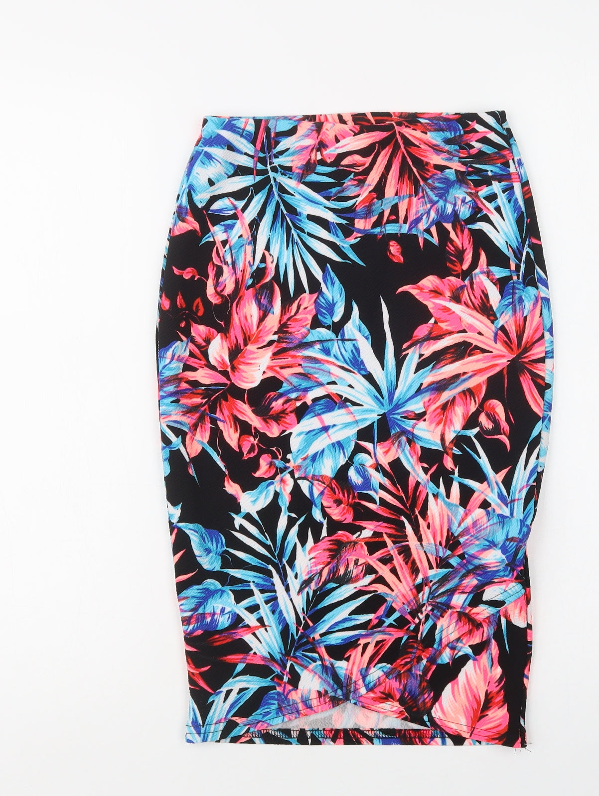 New Look Womens Black Floral Polyacrylate Fibre Straight & Pencil Skirt Size 8