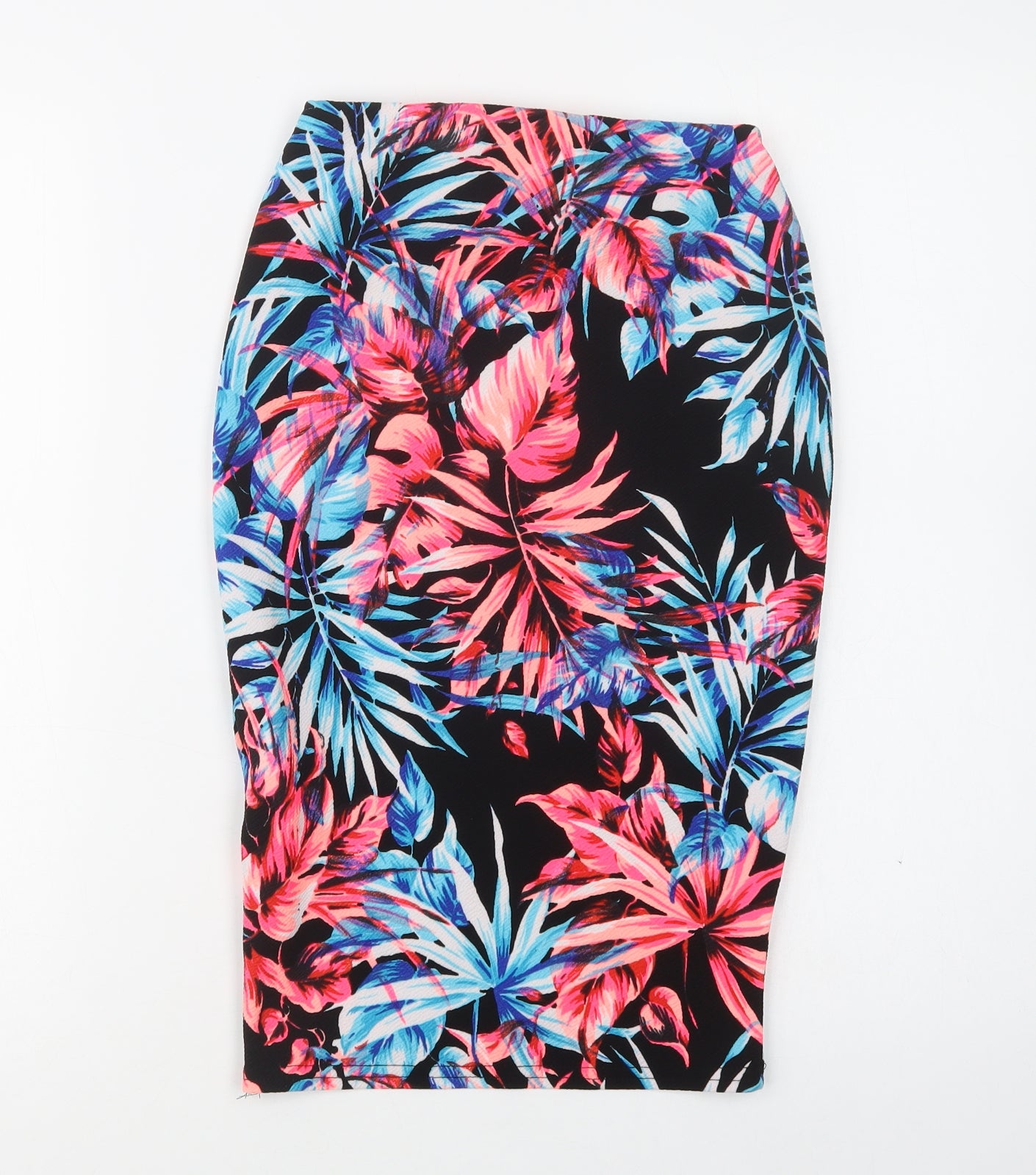 New Look Womens Black Floral Polyacrylate Fibre Straight & Pencil Skirt Size 8
