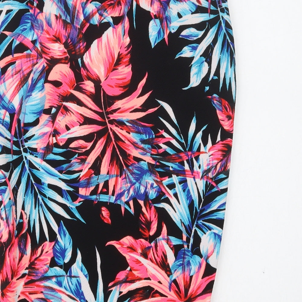 New Look Womens Black Floral Polyacrylate Fibre Straight & Pencil Skirt Size 8