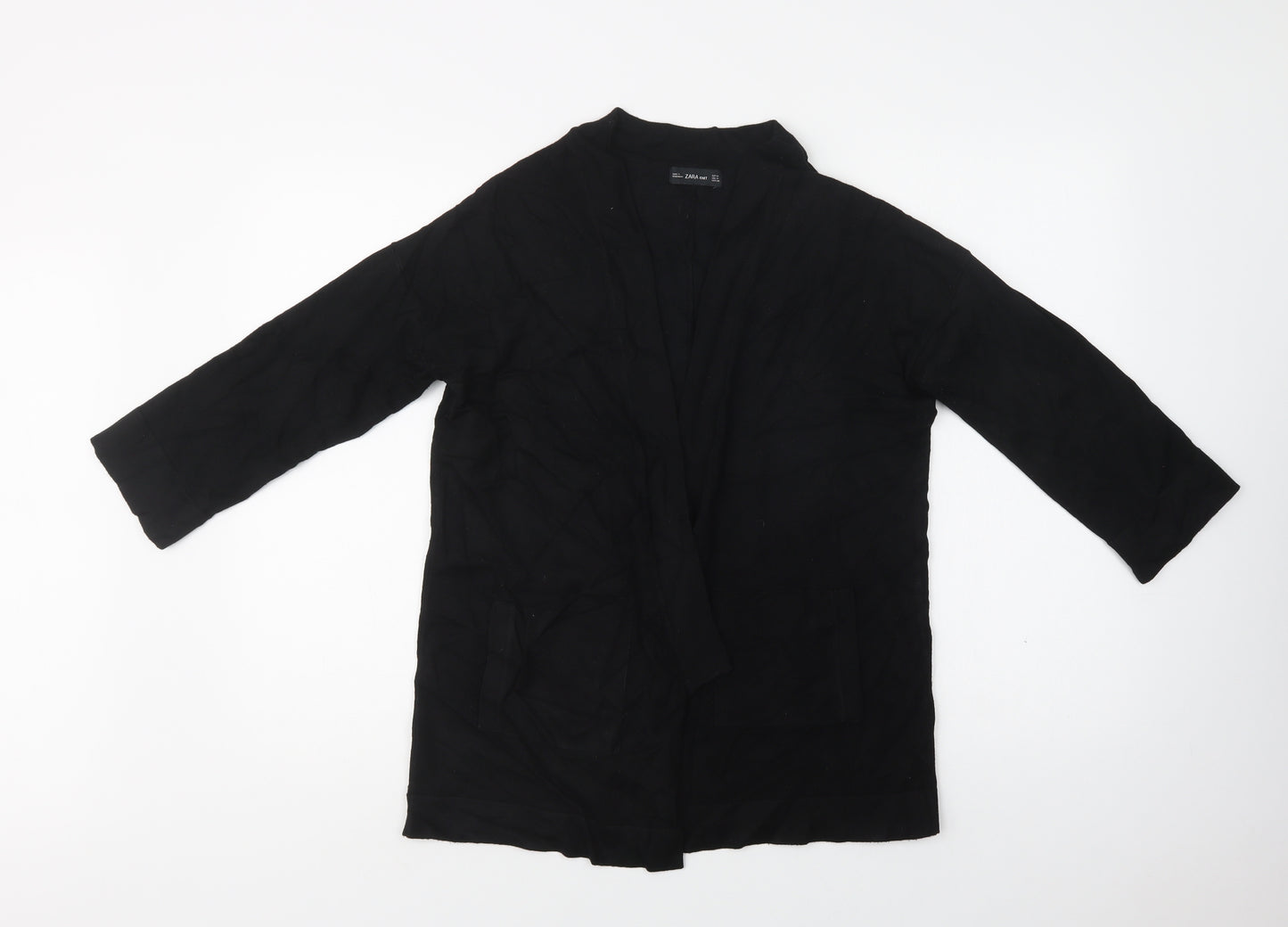 Zara Womens Black V-Neck  Viscose Cardigan Jumper Size M