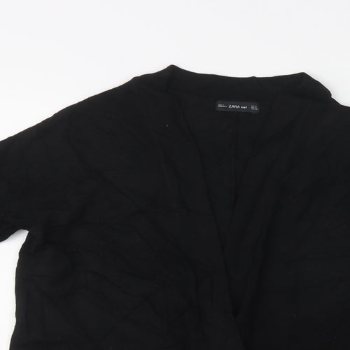 Zara Womens Black V-Neck  Viscose Cardigan Jumper Size M