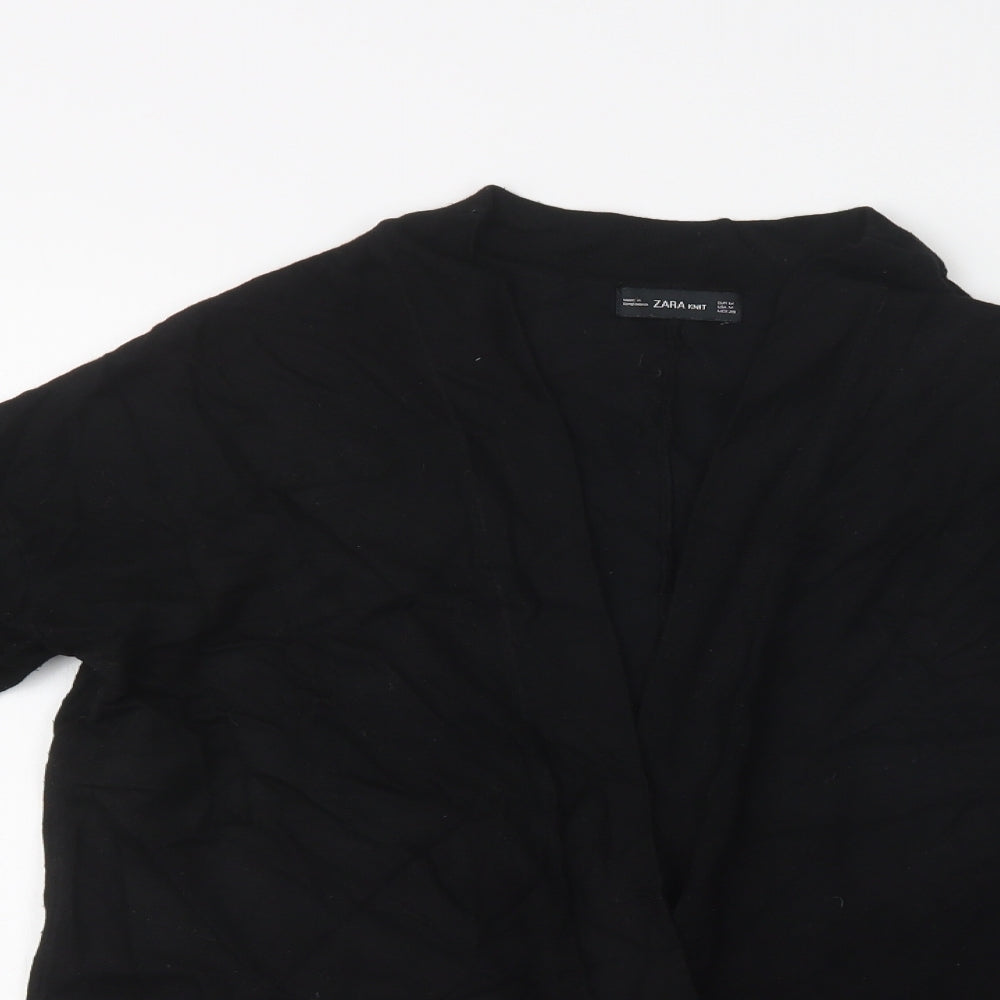 Zara Womens Black V-Neck  Viscose Cardigan Jumper Size M