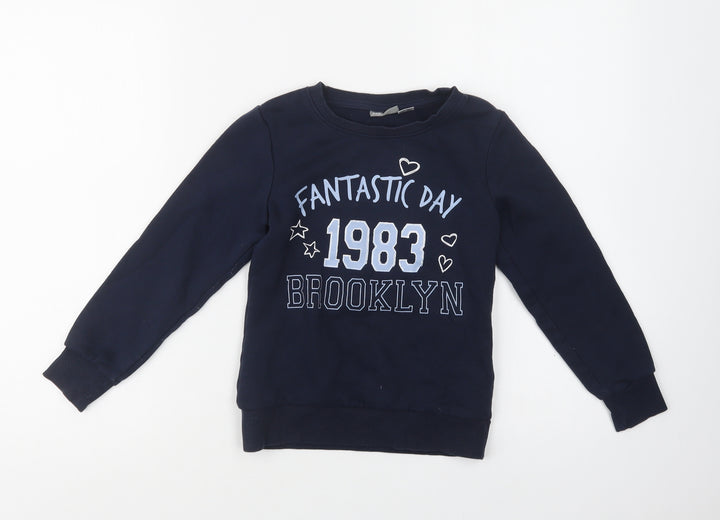 Pepperts Girls Blue Cotton Pullover Sweatshirt Size 6-7 Years - Brooklyn