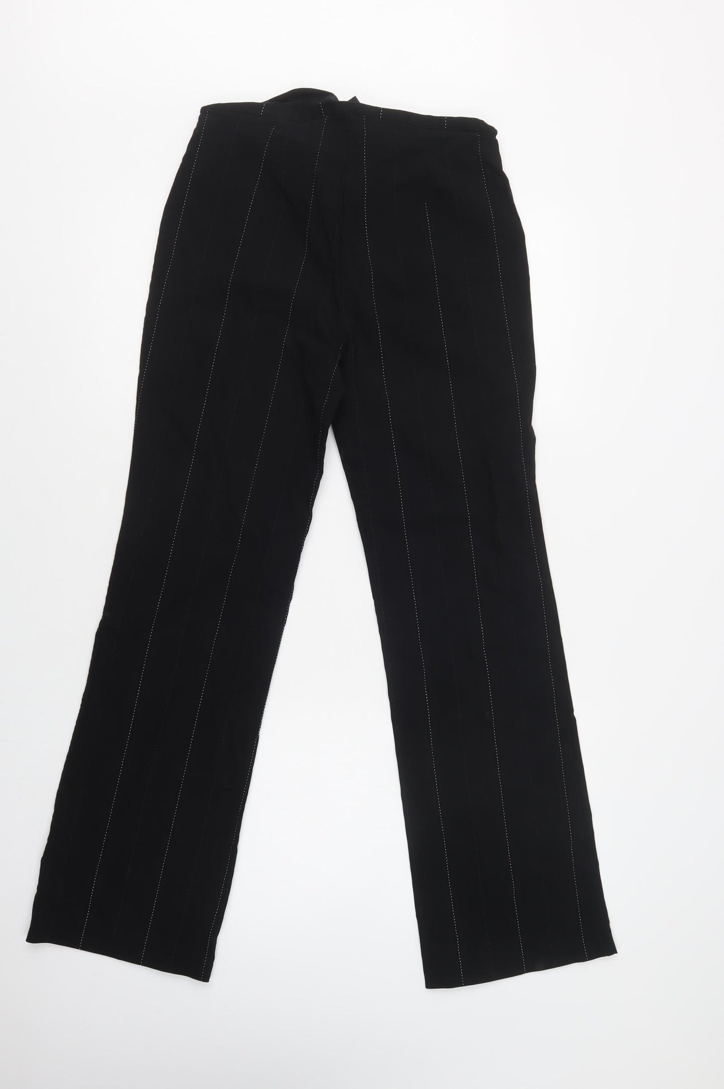 E-vie Womens Black Striped Viscose Dress Pants Trousers Size 12 L31 in Regular Button