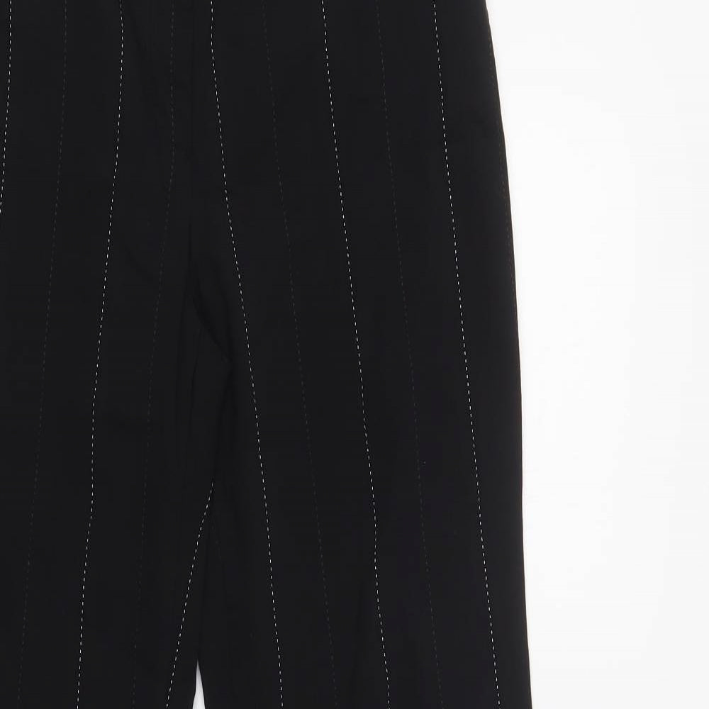 E-vie Womens Black Striped Viscose Dress Pants Trousers Size 12 L31 in Regular Button