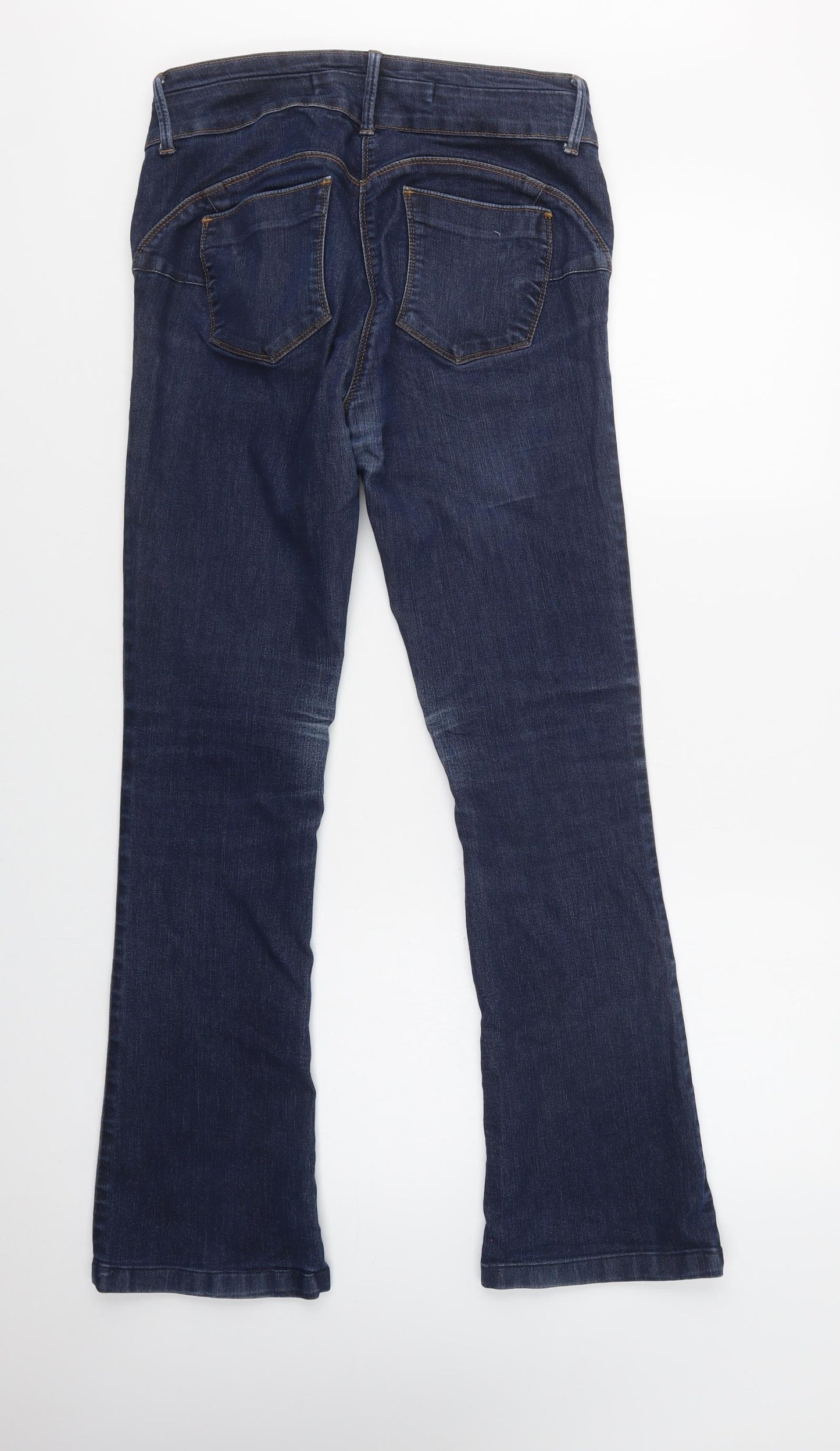 NEXT Womens Blue  Cotton Bootcut Jeans Size 12 L32 in Regular Button