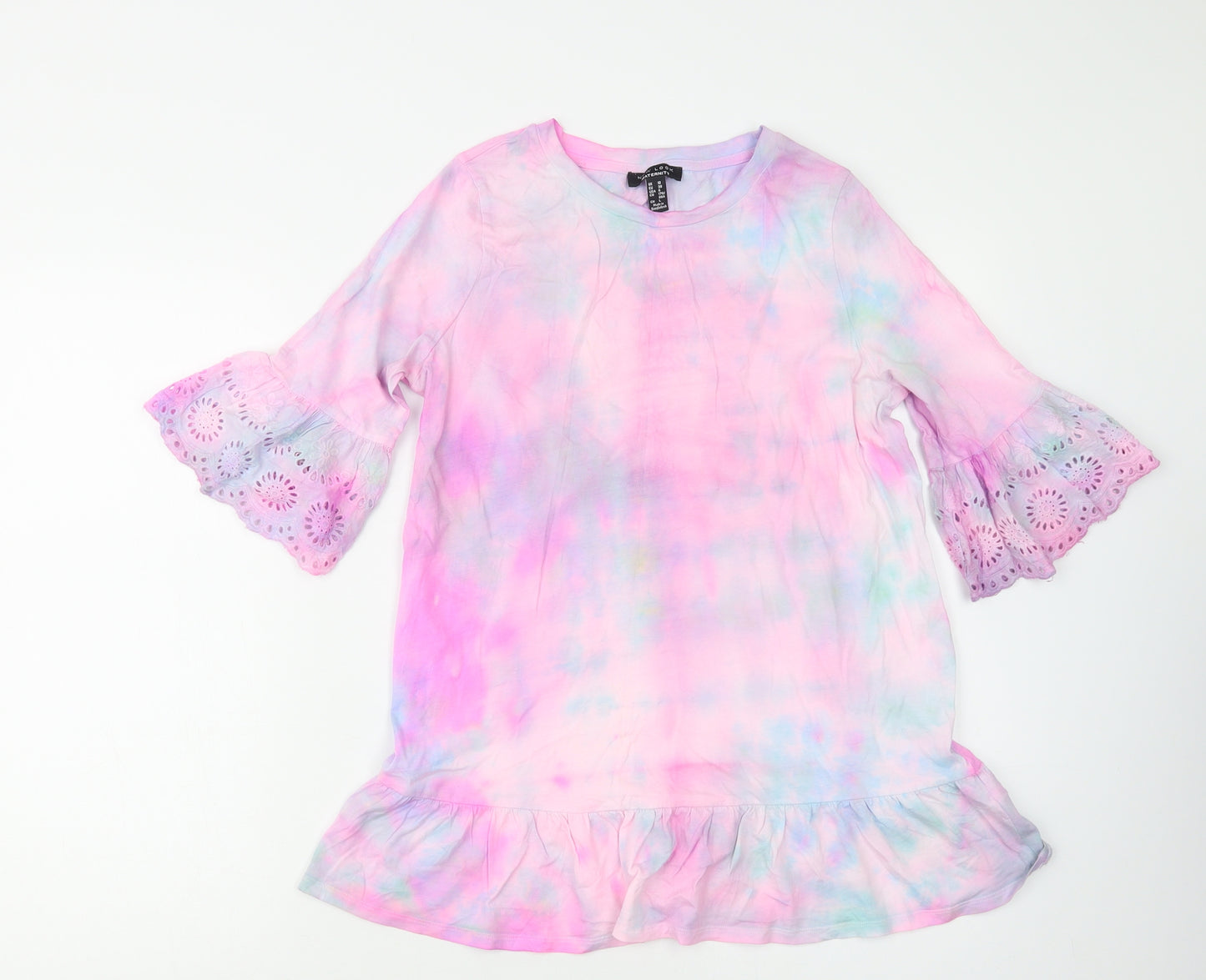New Look Womens Multicoloured  Cotton Basic Blouse Size 10 Crew Neck - Maternity