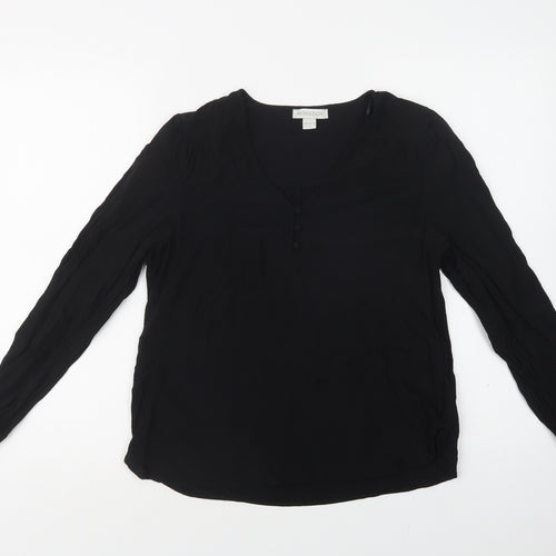 Monsoon Womens Black  Viscose Basic Blouse Size 12 V-Neck