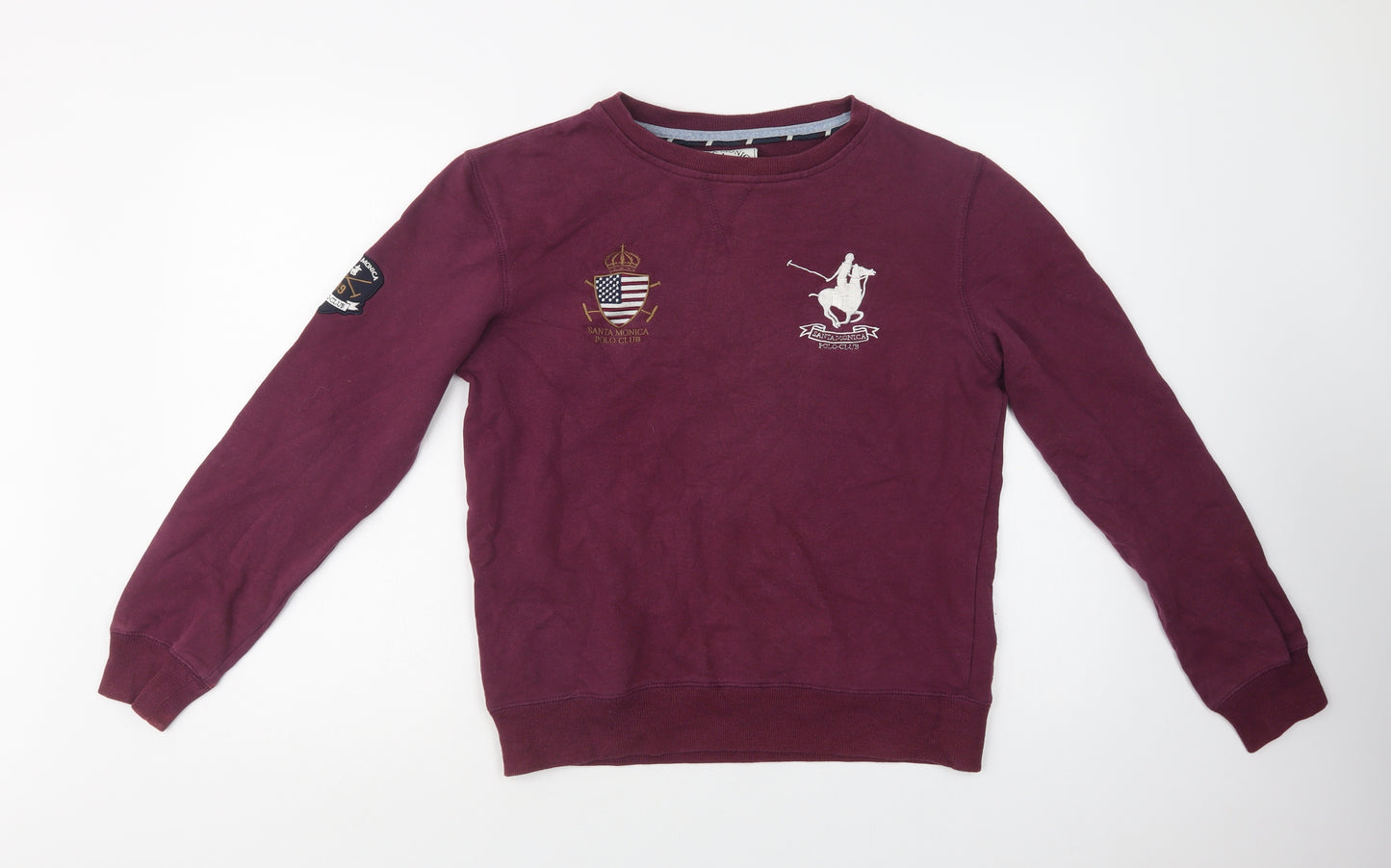 Santa Monica Polo Club Womens Purple  Cotton Pullover Sweatshirt Size M
