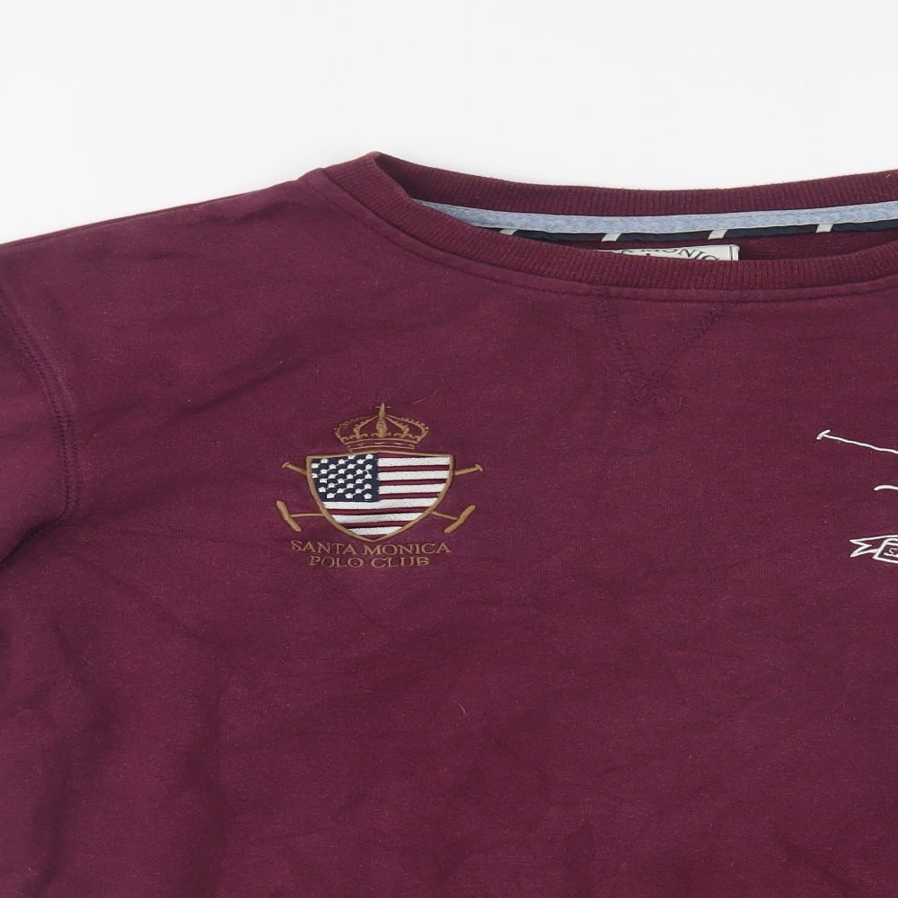 Santa Monica Polo Club Womens Purple  Cotton Pullover Sweatshirt Size M