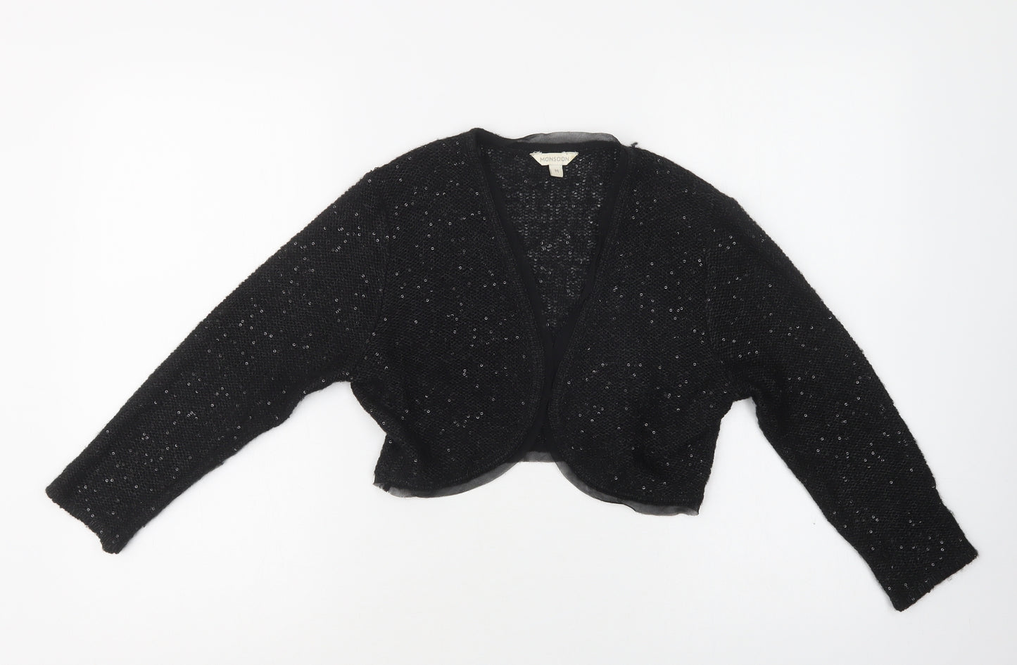 Mon soon Womens Black V-Neck  Polyester Shrug Jumper Size M