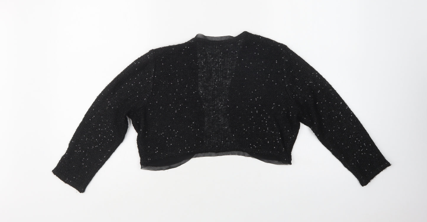 Mon soon Womens Black V-Neck  Polyester Shrug Jumper Size M