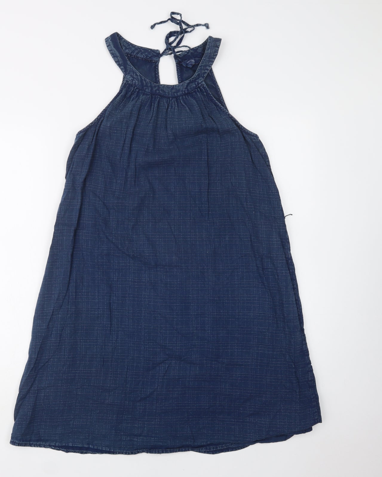 Fat Face Womens Blue  Cotton Shift  Size 12  Round Neck Tie