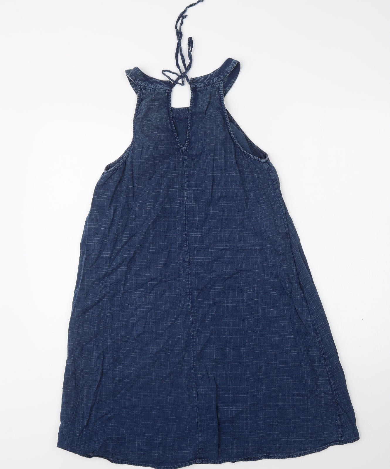 Fat Face Womens Blue  Cotton Shift  Size 12  Round Neck Tie