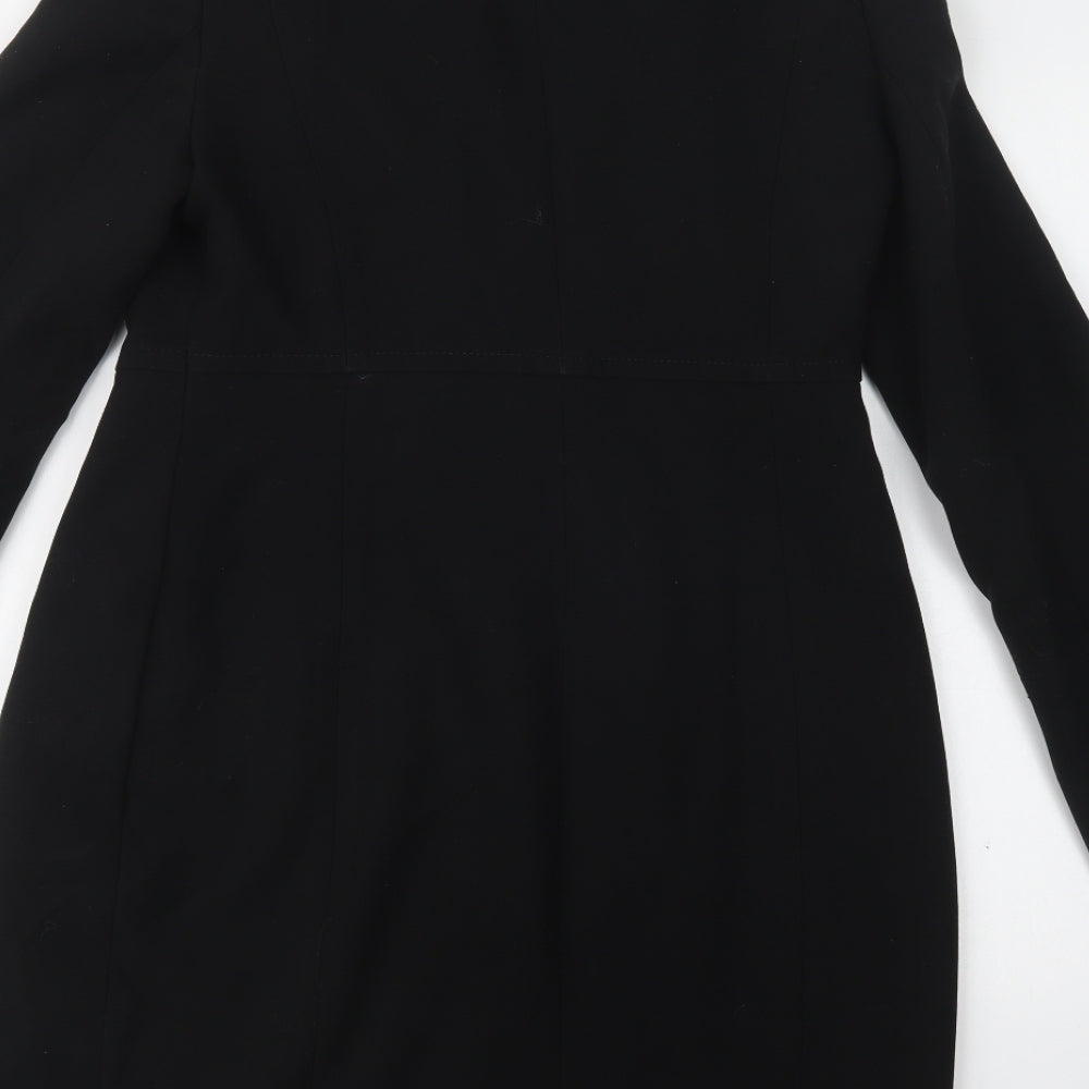 M&S Womens Black   Pea Coat Coat Size 10  Button