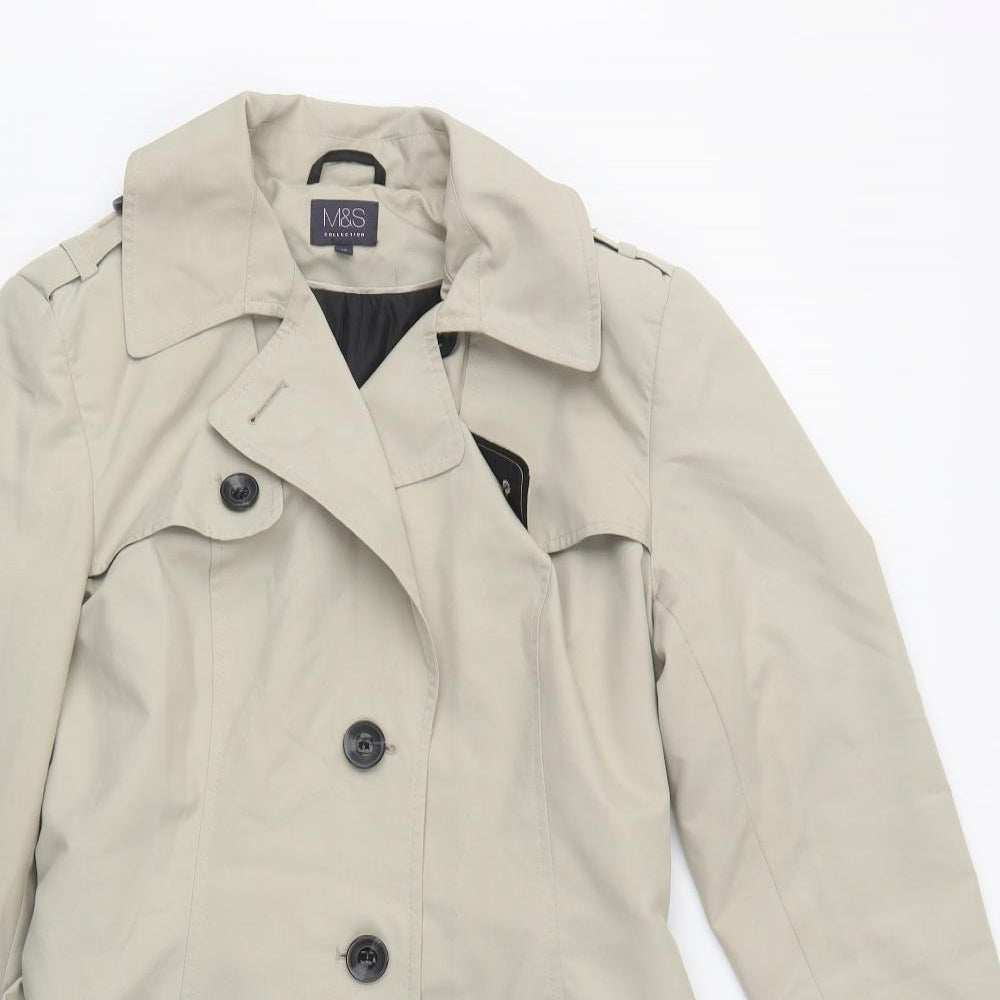 M&S Womens Beige   Trench Coat Coat Size 12  Button