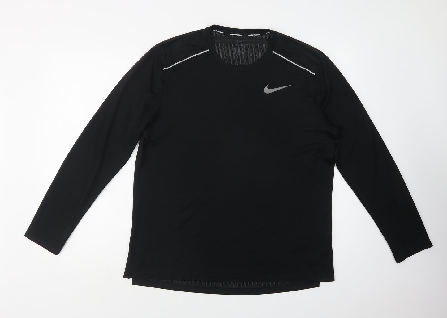 Nike Mens Black  Polyester Basic T-Shirt Size L Crew Neck