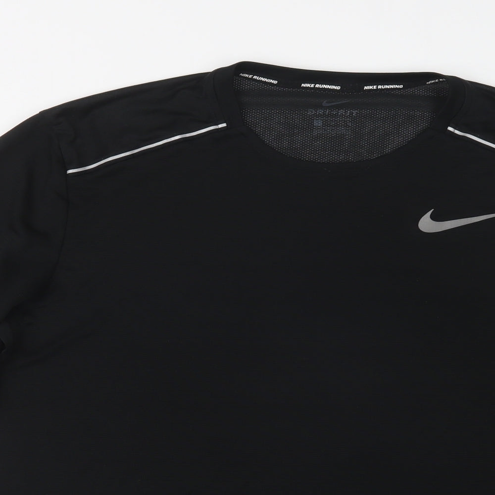 Nike Mens Black  Polyester Basic T-Shirt Size L Crew Neck