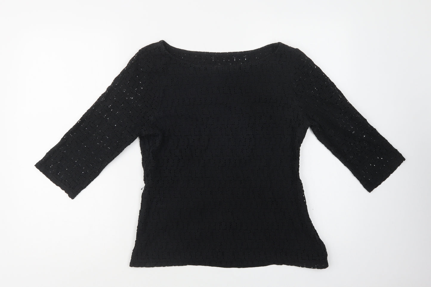 Banana Republic Womens Black  Cotton Basic Blouse Size 8 Boat Neck