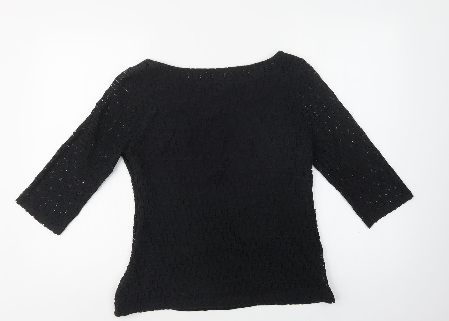 Banana Republic Womens Black  Cotton Basic Blouse Size 8 Boat Neck