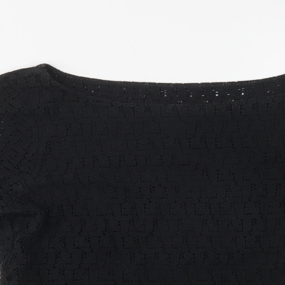 Banana Republic Womens Black  Cotton Basic Blouse Size 8 Boat Neck