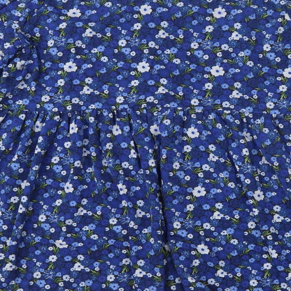 Simply Be Womens Blue Floral Polyester Fit & Flare  Size 20  V-Neck Button