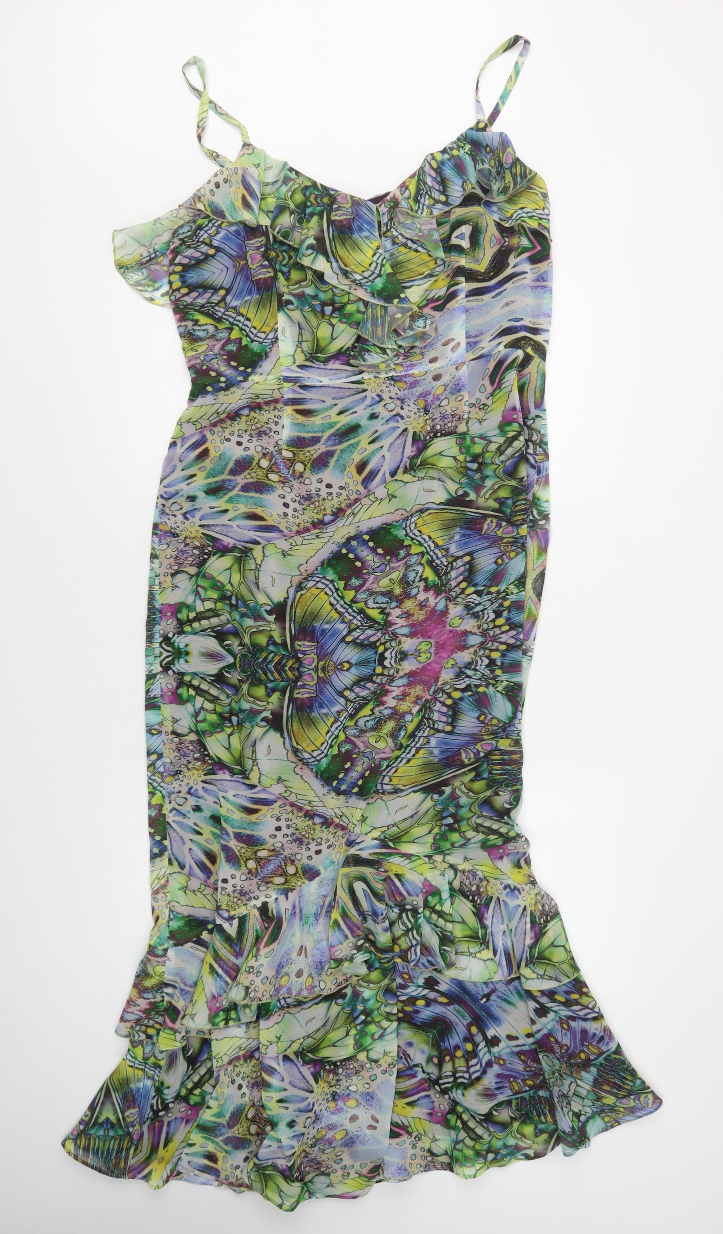 Per Una Womens Multicoloured Geometric Polyester Maxi  Size 14  V-Neck Hook & Eye