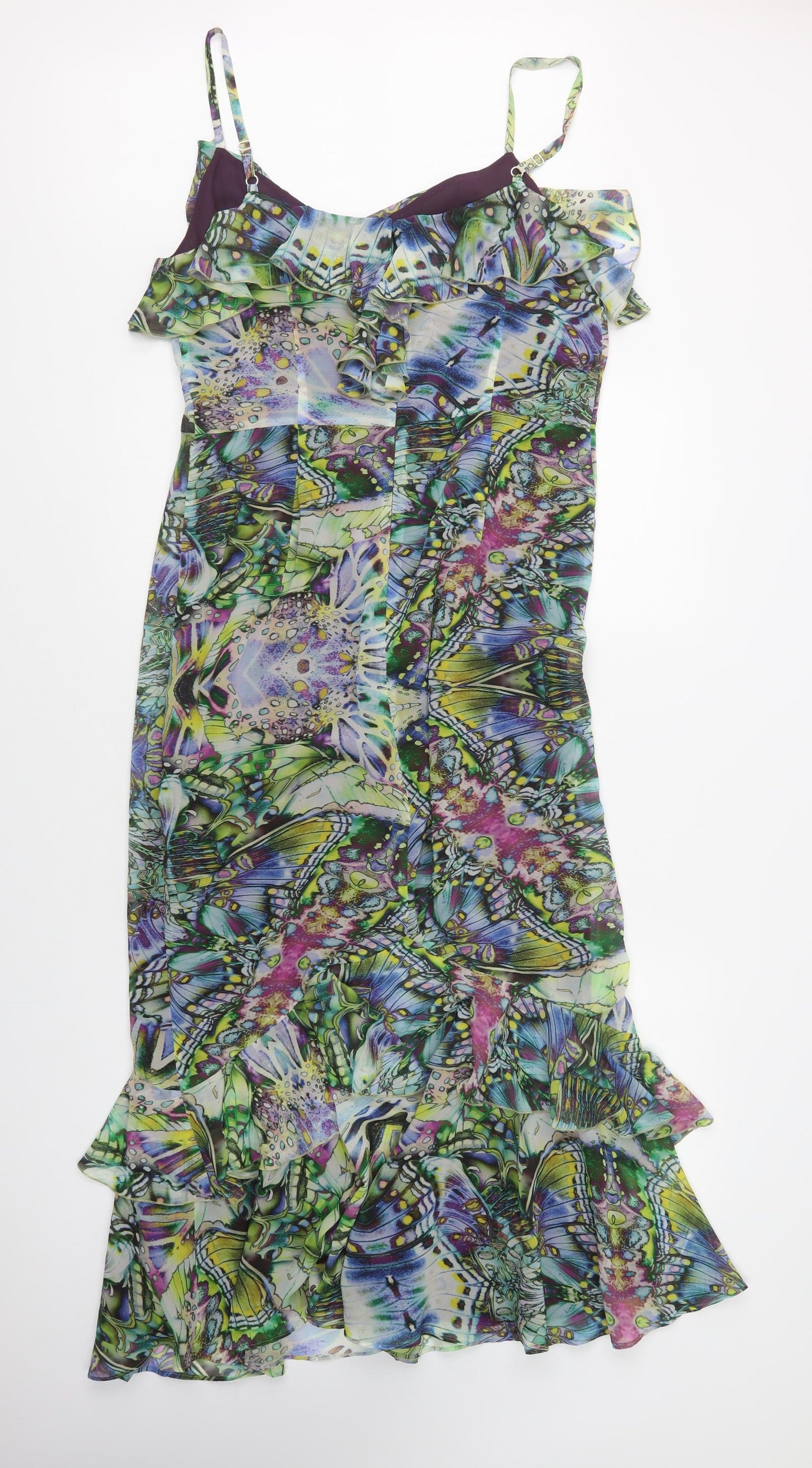 Per Una Womens Multicoloured Geometric Polyester Maxi  Size 14  V-Neck Hook & Eye