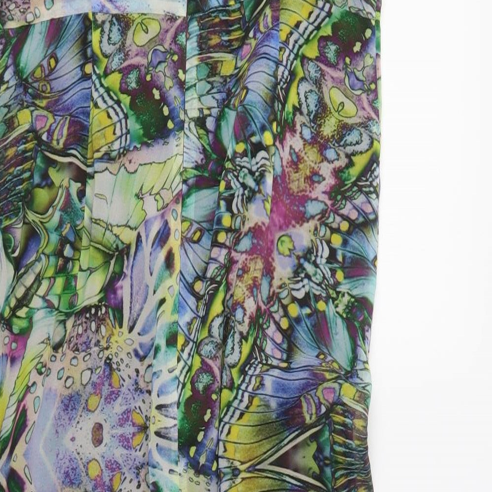 Per Una Womens Multicoloured Geometric Polyester Maxi  Size 14  V-Neck Hook & Eye