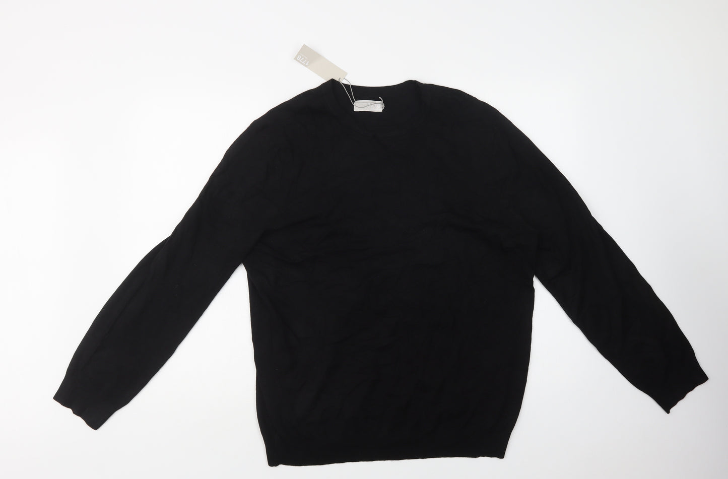 Debenhams Mens Black Crew Neck  Viscose Pullover Jumper Size L