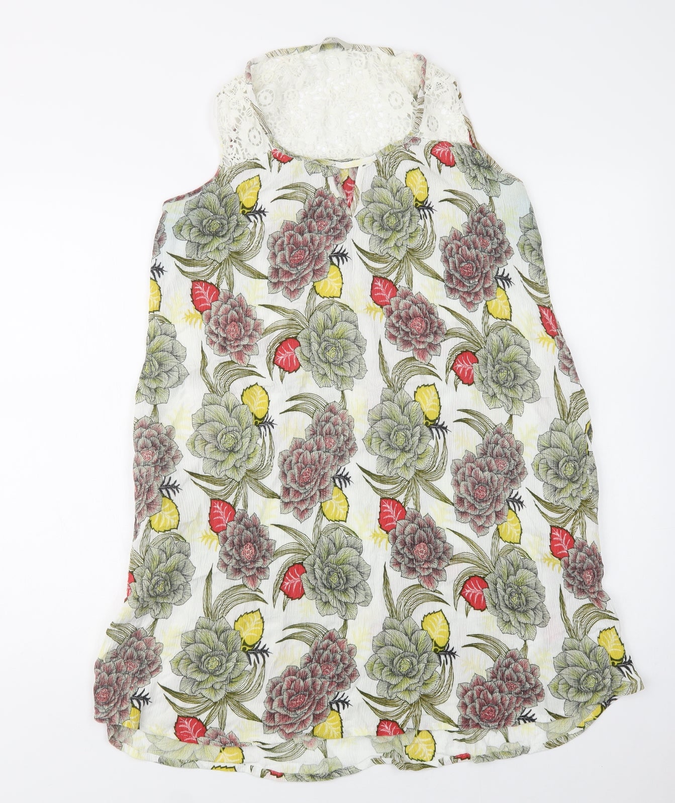 NEXT Womens Green Floral Viscose Shift  Size 14  Round Neck