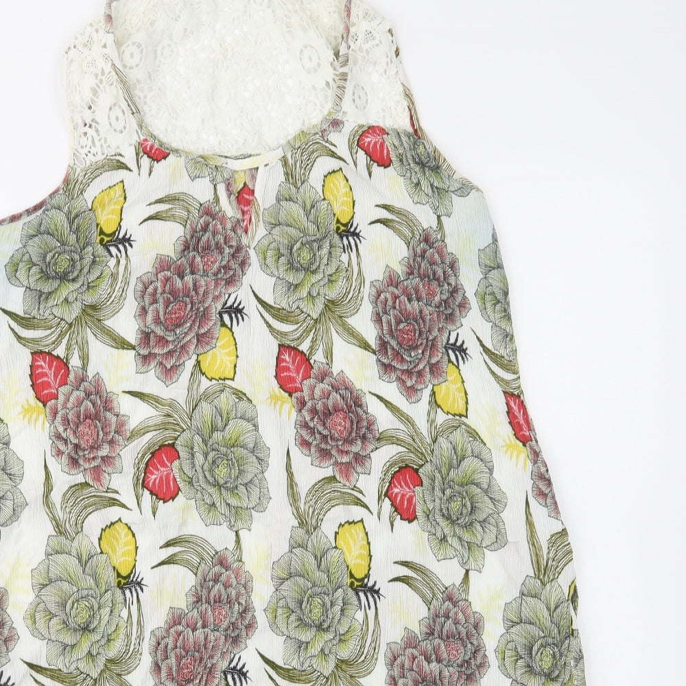 NEXT Womens Green Floral Viscose Shift  Size 14  Round Neck